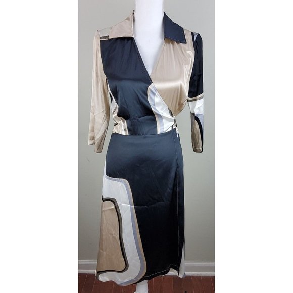 Jean Paul Berlin Women's Geometric Wrap Dress Size 8 US - Picture 1 of 9